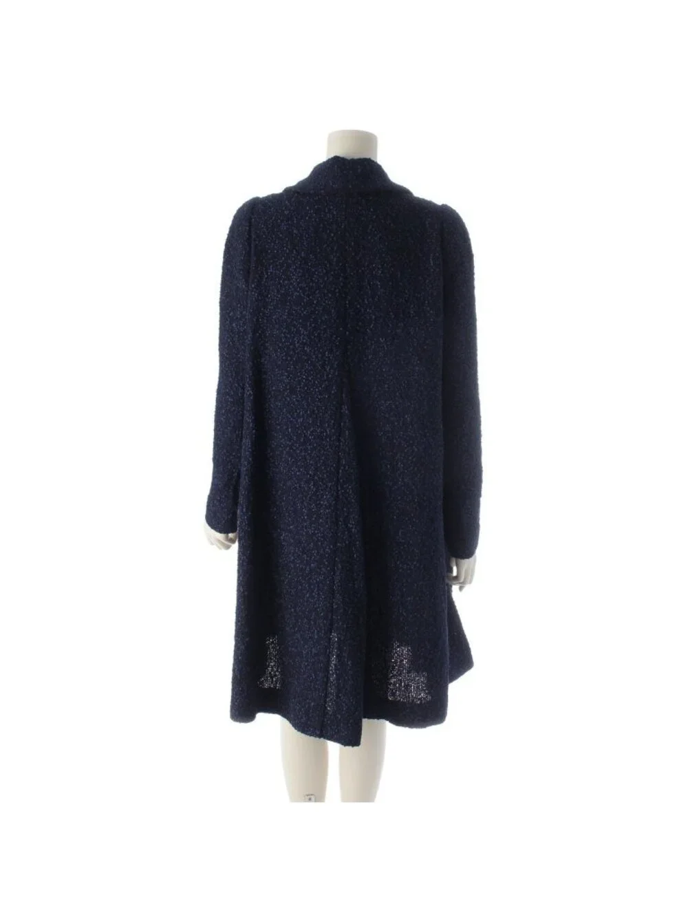 Chanel Tweed Gown Coat Navy 36